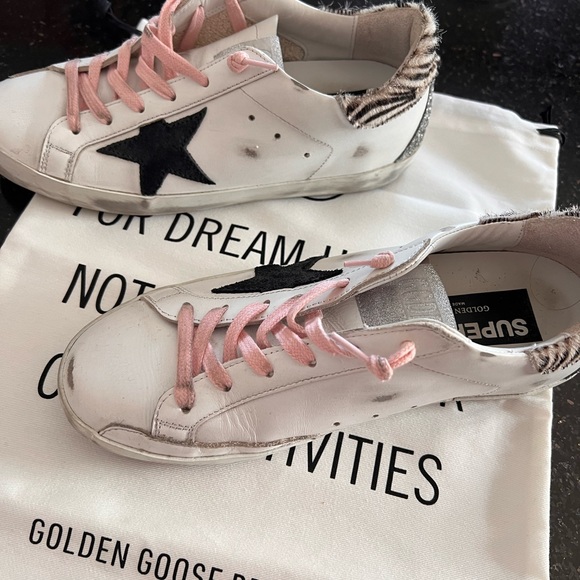 Golden Goose Superstar sneakers. White, back and silver pink laces. Size 37 - Picture 6 of 7